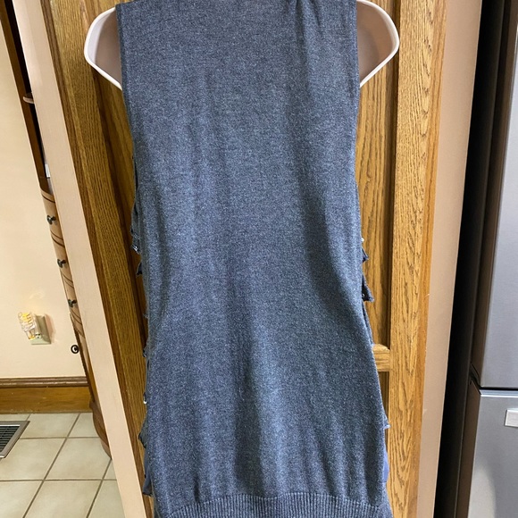 Cache Gray Knit Ruffle design front Vest with sequins Size: XL - Picture 3 of 10
